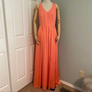Vera Wang White Evening Gown Coral Maxi Dress size 10 New with Tags